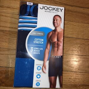 Jockey ActiveStretch 3-Long Leg Boxer Briefs Cotton Stretch Men 2XL 44-46 NEW